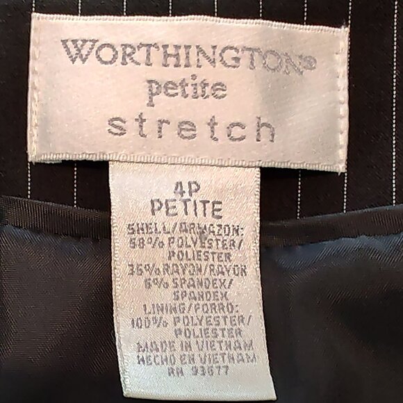 Worthington Petite Stretch black & white pinstripe blazer, EUC, size 4P - Picture 3 of 5